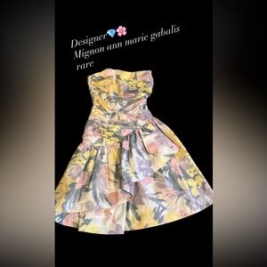 💎Host Pick💎Mignon Strapless Floral Vintage Party Dress - Yellow Pink Lavender
